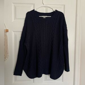 Natural Reflections Women’s Size Large Navy Cable-Knit Scoopneck Sweater